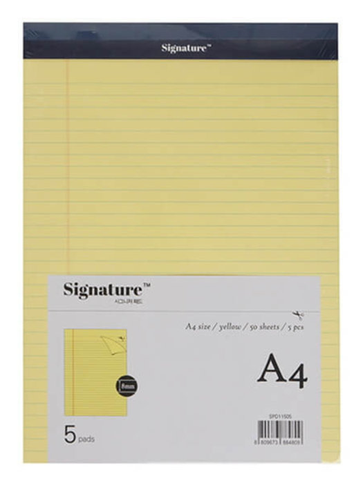 image of an A4 Lined Notepad which is roughly the width of the lg-note breakpoint